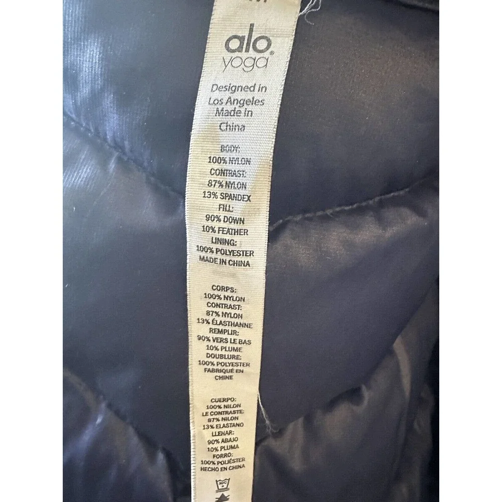 ALO YOGA Down Jacket Puffer Full Zip Navy Blue Women's Size Medium - Picture 8 of 9